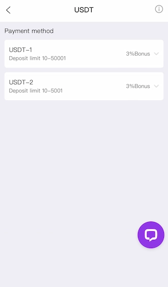 Step 2: choose one of the two USDT payment channels recommended to you.